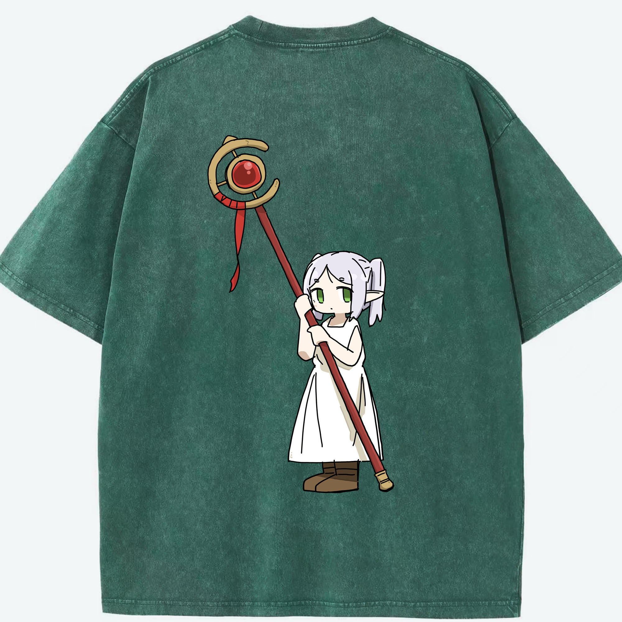 （画像用） 葬送のフリーレン Frieren 綿100% ヴィンテージ風 半袖Tシャツ（背面プリント）